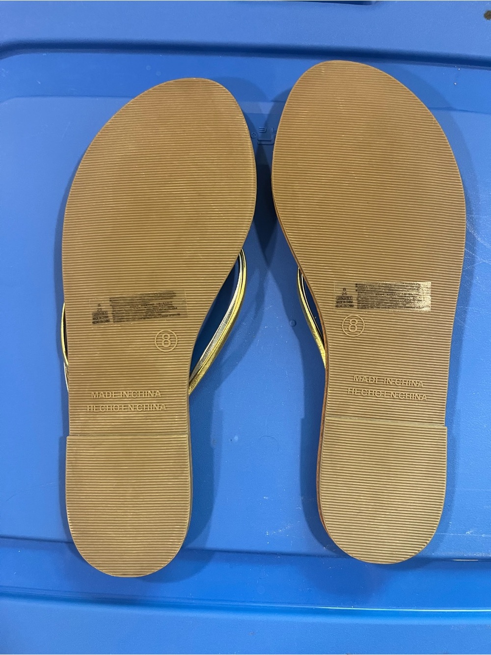 Old Navy Women's Gold and Tan Knot-Front T-Strap Sandals - Picture 2 of 2